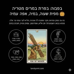 מרגישים שהעולם על הכתפיים שלכם? קלף עשרה מטות הוא תמרור אזהרה משחיקה. גלו מה הוא אומר על עבודה, זוגיות ובריאות, ואיך להפוך את המאמץ להצלחה. כנסו!